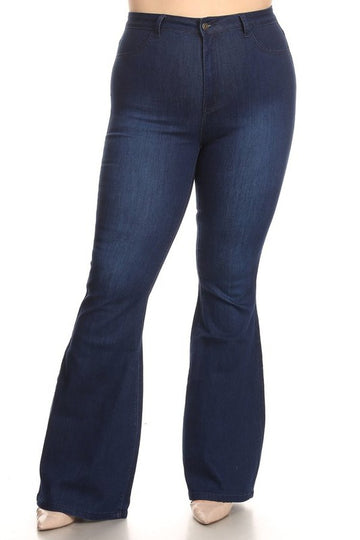 PLUS High waist bell bottom jeans-Jeans-JC & JQ-Dark Wash-GP3318P-1XL-tarpiniangroup