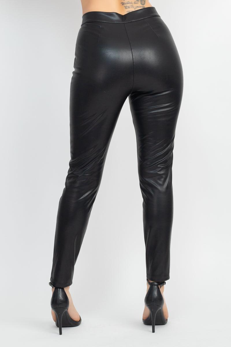 faux leather high waist skinny pants
